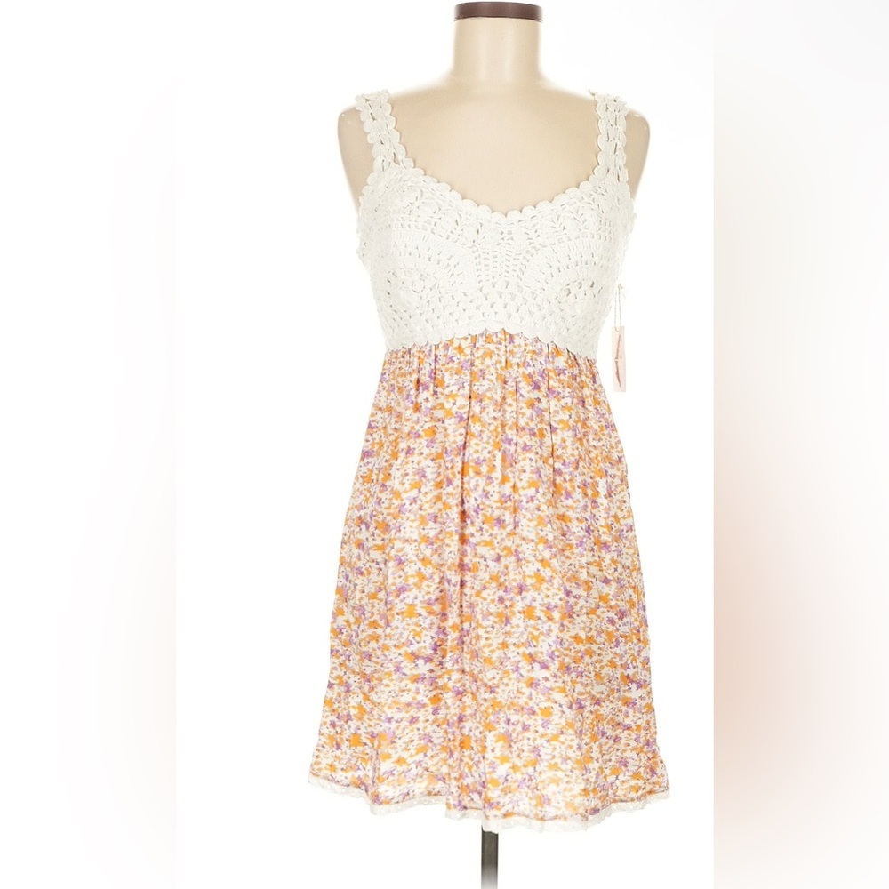 Jessica Simpson White and floral print Crochet Dress, medium
